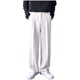 thumbnail image 2 of Pantalones largos para hombre, color liso, con cremallera, botones, pierna recta, pierna ancha, pantalones de traje casuales, pantalones de poliéster para hombre, 2 of 8