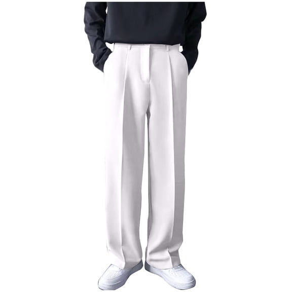 SEAOPEN Mens Golf Dress Pants with Pockets Stretch Slim Fit Lightweight Quick Dry Chino Trousers for Work Casual Travel Today White,XL