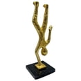thumbnail image 2 of Bergamo Art Handmade Metal 12 inch Abstract Upside Down Person Sculpture in Gold, 2 of 5