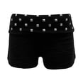 thumbnail image 5 of VNKIDY Womens Low Waisted Studded Biker Shorts With Fold Over Waistband Form Fitting Design Casual Slim Fit Shorts For Club Nights Parties Wear Casual Bottoms, 5 of 6