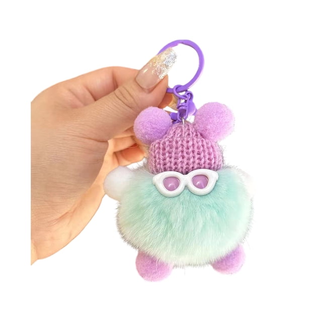 Llavero de peluche de conejo de peluche con forma de muñeca de dibujos animados, accesorio decorativo para bolso o coche, regalo de apoyo emocional.