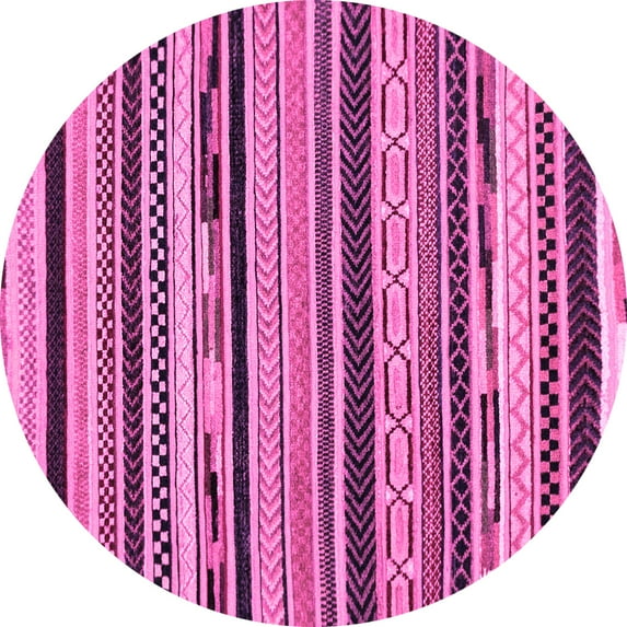 Ahgly Company Indoor Round Abstract Pink Modern Area Rugs, 6' Round