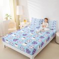 thumbnail image 3 of Feelyou Kawaii Halloween Ghost Queen Sheets, Boho Floral Flower Queen Sheet Sets, Blue, 4 Pieces, 1 Flat Sheet, 1 Fitted Sheet and 2 Pillowcases, 3 of 5