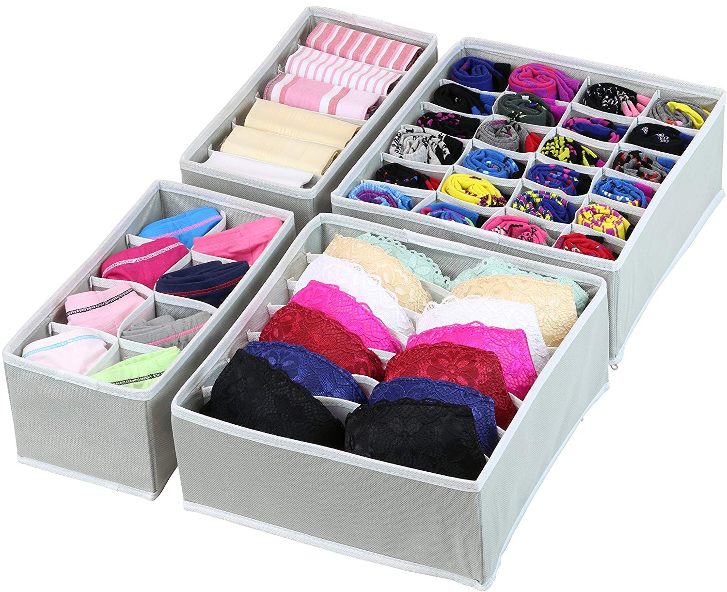 SimpleHouseware Closet Underwear Organizer Drawer Divider 4 Set, Gray - image 2 of 7