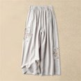 thumbnail image 2 of FUNUONY Lightweight Wide Leg Cropped Pants for Women High Waisted Loose Casual Lounge Travel Work Sweatpants Summer Linen Blend Wide Leg Pants Elastic Waist Trousers with Pockets Light Ashy 5Xl, 2 of 6