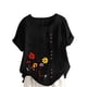 thumbnail image 2 of Xuyuer Womens Linen Tops 2026 Summer Short Sleeve Shirts Loose Crewneck Casual Boho Tops Vintage Embroidered Blouses Loose Short Sleeves, Fashion Blouses for Women, 2 of 5