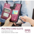 thumbnail image 5 of Wallet Case with Card Holder for Samsung Galaxy S23 FE 5G, RFID Blocking Flip Case PU Leather Folio Case Kickstand Card Slots Case Magnetic Clasp Cover Shockproof Case for Women Men -Wine Red, 5 of 14