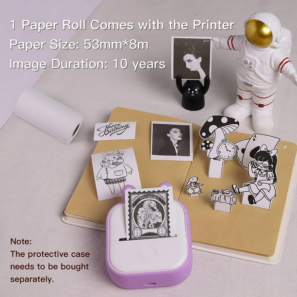 Memoking T02 Petite Imprimante-Noir et Blanc Bluetooth Portable Mini  Imprimante Photo Instantanée pour la Création de Journal Journal 