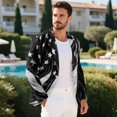 thumbnail image 5 of Psesaysky Black White Stars Stripe Mens Casual Blazer Jacket, Solid Color Single Button Suit Jacket Slim Fit Polyester Men's Suit Jacket for Office, 5 of 8
