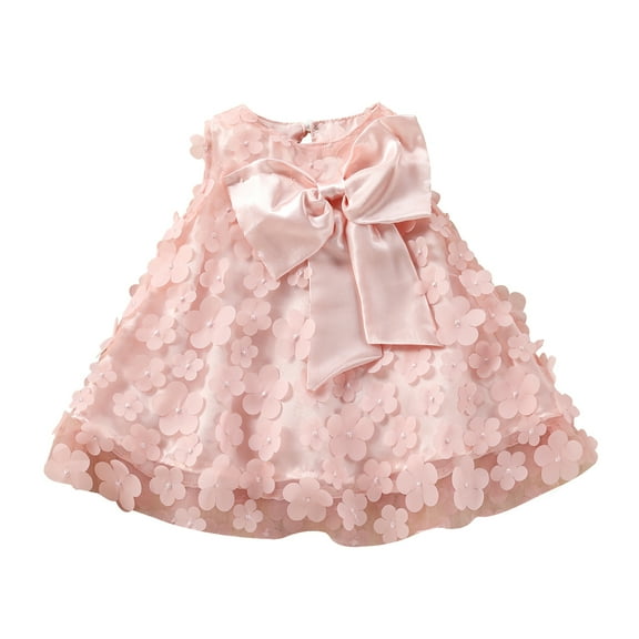 Newborn Baby Girls Princess Dress Floral Lace Pearl A-line Dress Bow Party Birthday Dresses Summer 3M 6M 12M 18M 3Y