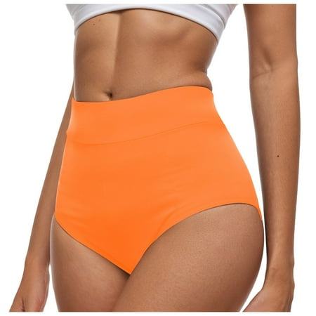 vigerkar Women s Swim Bottom High Waist Basic Full Coverage Bikini Tankini Swimsuit Briefs Tummy Control Bikini Bottom Orange  XL