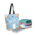 thumbnail image 2 of FORMRS Womens Canvas Tote Bag with Zipper Inner Pocket Shoulder Handbag, Milk and Cookies, 2 of 7