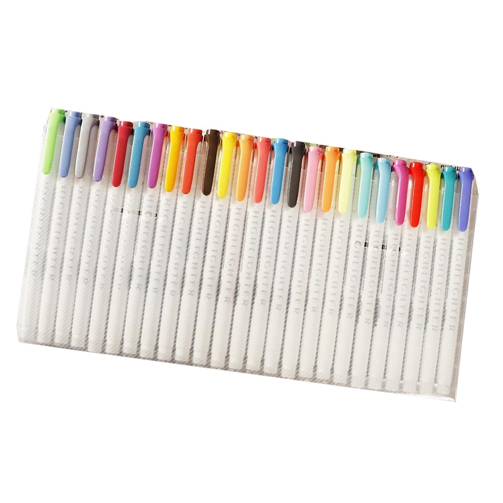 Iuhan 7Pcs Double-Ended Highlighter Pens, 5-Color Highlighters, Non-Bleed Markers for Notes, Teen Study Supplies, Study Stationery, Office Highlighting Pens, Notebook Planner Pens