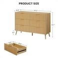 thumbnail image 3 of 6 Drawer Double Dresser for Bedroom, Wooden Chest of Drawers with Fluted Wavy Doors, Modern Closet Dressers Storage Organizer for Bedroom Living Room, 3 of 8