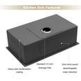 thumbnail image 4 of Logmey Stainless Steel Undermount Kitchen Sink 32x19 Single Bowl Gunmetal Black Sink, 4 of 6