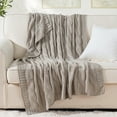 thumbnail image 4 of Battilo Cable Knite Blanket ,khaki Warm Throws,Herringbone Blanket,Housewarming Gifts,50"x60", 4 of 8