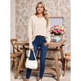 thumbnail image 6 of Women'S Fall Fashion Crew Neck Ribbed Knit Pullover Sweater Loose Side Split Batwing Long Sleeve Sweaters Khaki S, 6 of 7