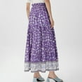 thumbnail image 4 of Womens Maxi Skirt 2025 Casual Flowy Elastic High Waist Long Skirts with Pockets Summer Beach Style Purple S, 4 of 7