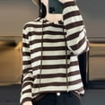 thumbnail image 2 of JYnXIANTI Sweaters for Women Causal Stripe Drawstring Hooded Pullover Lightweight Knit Long Sleeve Tops Fall Fashion Clothing, 2 of 4