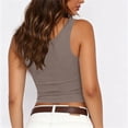 thumbnail image 5 of BSDJILFG Juniors Ribbed Tank Tops Sleeveless Y2K Crop Top V-Neck Wide Straps Comfy Short Cami Shirt, 5 of 6