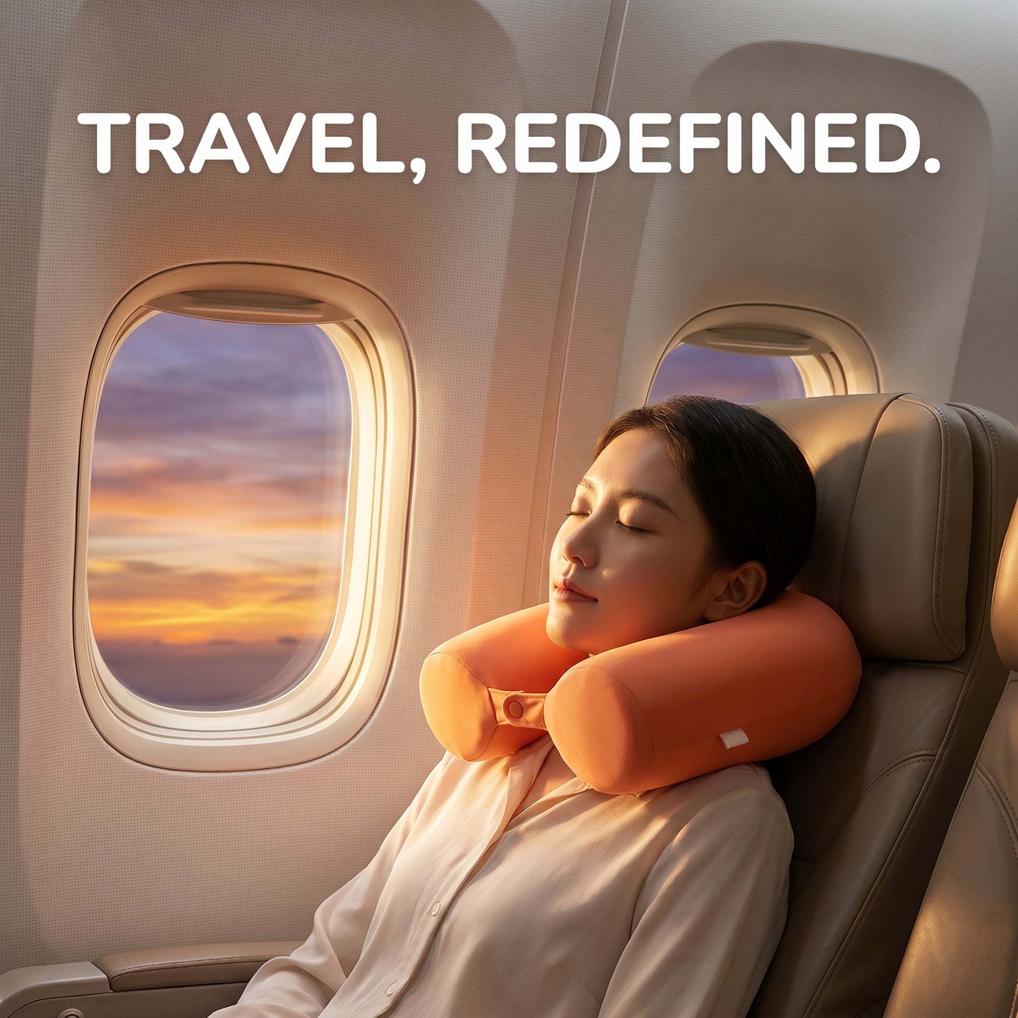 Unique Bargains Memory Foam Neck Pillow U Shape Snap Closure for Airplane 0range 25"x4"