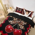 thumbnail image 2 of Erosebridal Kawaii Cherry Duvet Cover Set for Girls, Cheetah Print Bowknot Bedding Full, Black Reversible, 1 Duvet Cover and 2 Pillowcases (No Comforter), 2 of 5