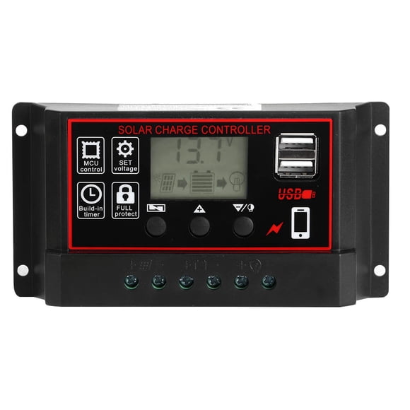 Cargador solar de 12 V, 24 V, 50 A, controlador fotovoltaico, salida USB de 5 V con pantalla digital