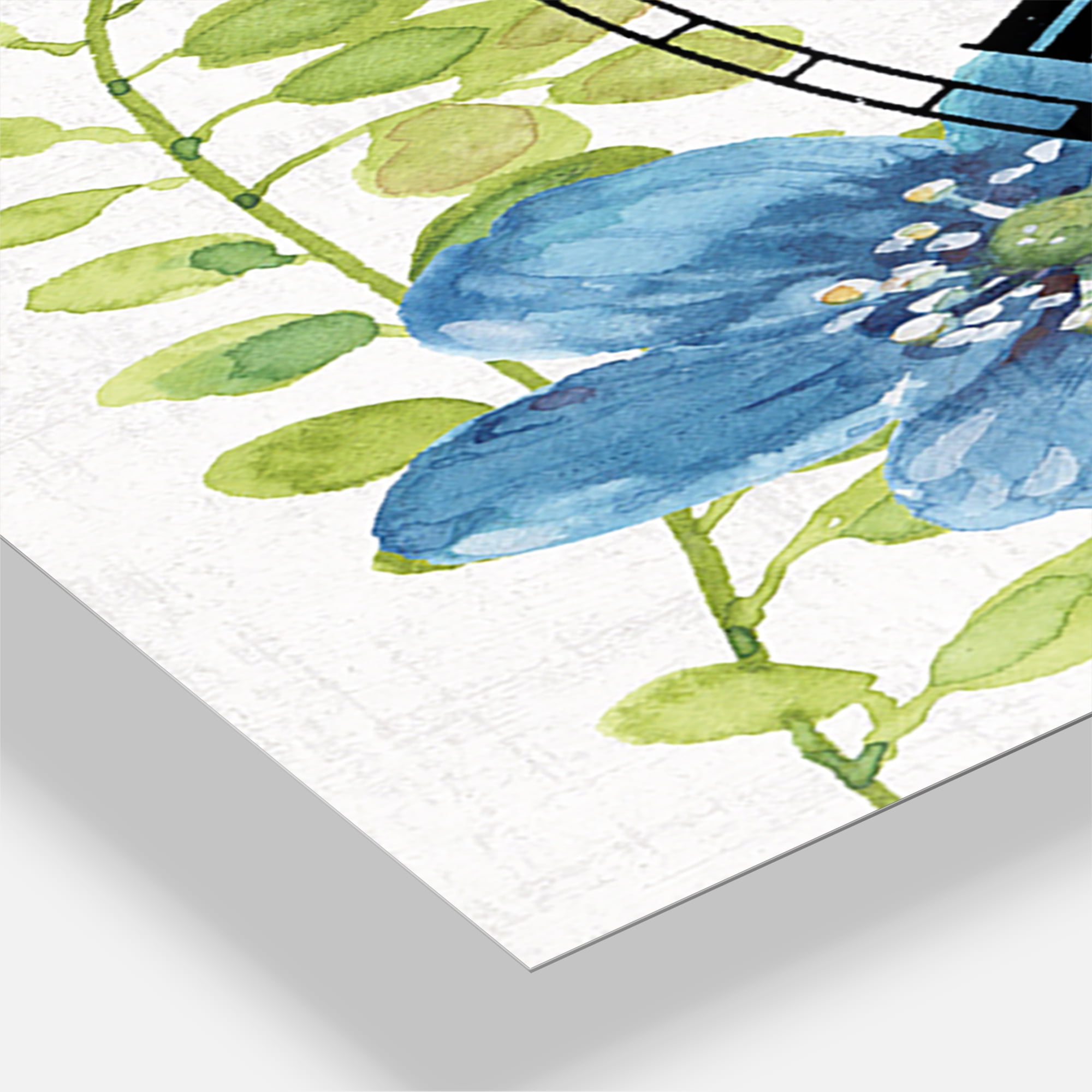 Designart 'Blue Columbine Flowers With Butterfly' Traditional Wall Clock