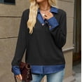 thumbnail image 2 of Collared Sweaters For Women,Pullover Sweaters For Women,Sweater With Denim Trim,Knit Sweater,Women Fall Winter Tops,Casual Long Sleeve Knit Tops, 2 of 4