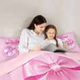 thumbnail image 4 of Homewish Glitter Disco Ball Bedding Comforter Set 7pcs, Kawaii Pink Ribbon Bow King Bedding Sets, Teens Kids Girls Reversible Bed Sheets, Microfiber Bedroom Decor, 4 of 7