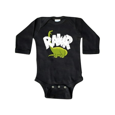 

Inktastic Lil Green Bronto Rawr!! Gift Baby Boy or Baby Girl Long Sleeve Bodysuit
