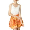 thumbnail image 3 of INSPIRE CHIC Women's Floral Tiered Ruffle Skirts Cute Summer Flowy Chiffon Mini Skirt XL Orange, 3 of 8
