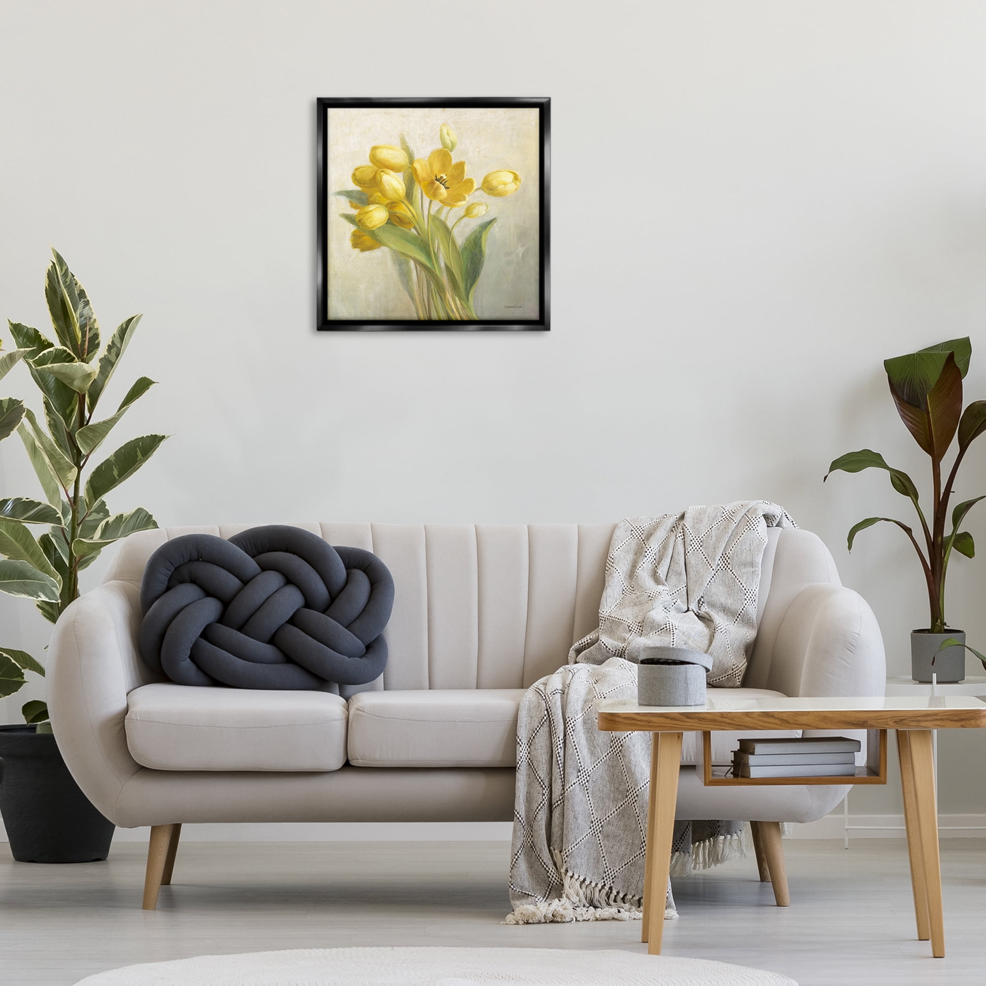 Stupell Industries French Yellow Tulips Botanical & Floral Painting Black Floater Framed Art Print Wall Art, 25 x 25