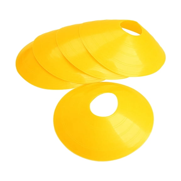 KAKOWELY 10 unidades de plato para entrenamiento de fútbol, cono, marcador de obstáculos, bandeja, disco de entrenamiento de fútbol, boca redonda normal (amarillo)
