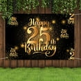 thumbnail image 5 of Happy 25th Birthday Backdrop Banner Step and Repeat 25 Years Old Background Decorations for Women Men Her Him Photography Party Supplies Glitter Black Gold, 5 of 7