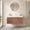 Brown Oak / Carrara White, variant on 24” Floating Bathroom Vanity with Sink, Wall-Mounted Cabinet with Doors, Gray Travertine Sintered Stone Top, Undermount Basin, 3-Hole Faucet, Soft-Close, Pre-Assembled, Light Brown
