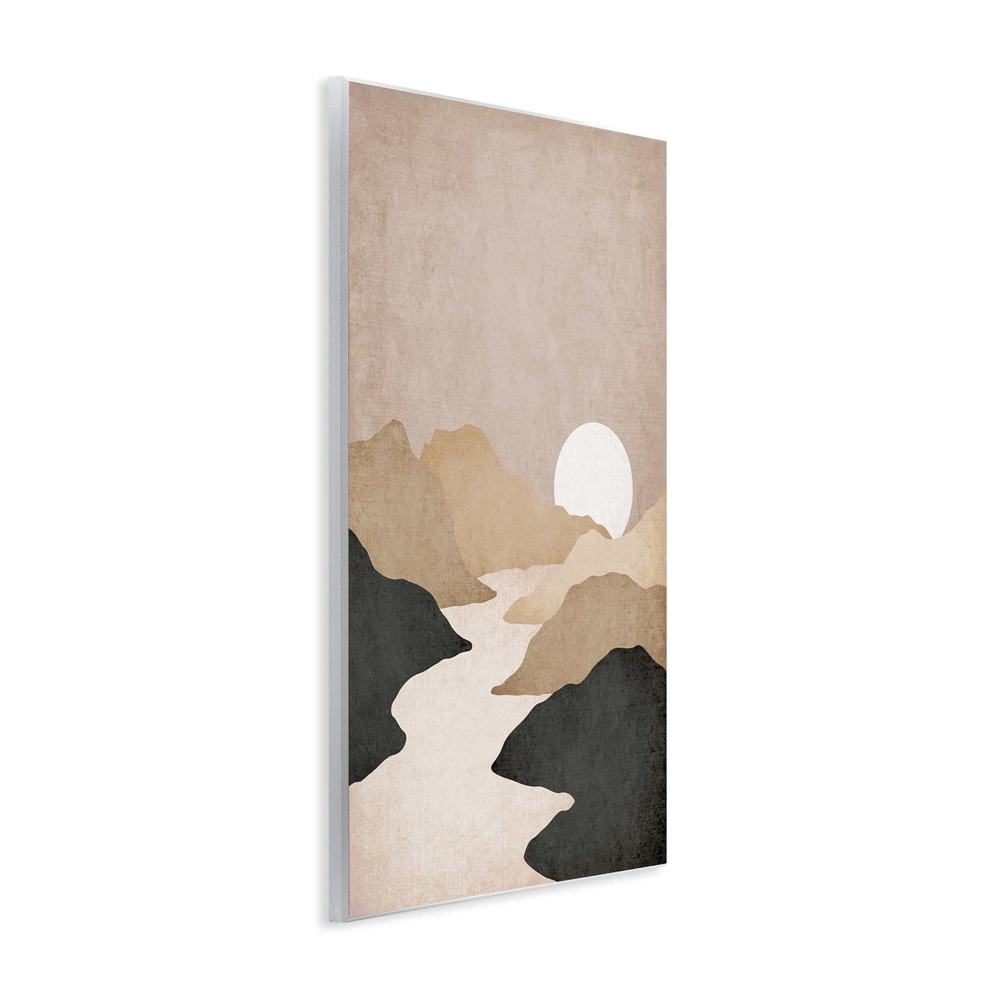 Stupell Industries Beige Mountains with Stream Landscape & Nature Painting Unframed Art Print Wall Art, 13 x 19