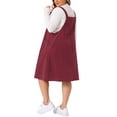 thumbnail image 3 of Agnes Orinda Women's Plus Size St. Patrick's Day Pleated Adjustable Straps Casual Jumper Overall Corduroy Pinafore Suspender Dresses with Pockets 2X Burgundy, 3 of 5
