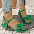 thumbnail image 5 of Xfvqtps Womens Heeled Sandals Adjustable Ankle Buckle Bow Open Square Toe Block Heel Summer Sandals Green, 5 of 9