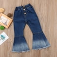 thumbnail image 2 of ITFABS Pantalons Évasés pour Filles 2-7T, Jeans Larges en Denim, 2 of 7