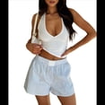 thumbnail image 1 of Top Corto Sin Mangas con Cuello Halter y Escote en V Profundo para Mujer, Ajustado, Sin Espalda y para Salir de Verano. M, 1 of 10