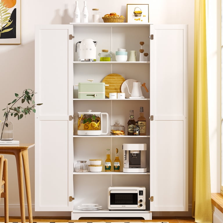 Ktaxon White 2-Door Tall Closet Armoire with 5 Shelves, Kitchen