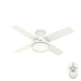 thumbnail image 4 of Hunter 44 inch Outdoor or Indoor Ceiling Fan with LED Light and Remote Control - Low Profile Mount Ceiling Fan, 4 Blades, For Patio, Porch, Garage, or Living Room, Quiet - Dempsey 50399, Fresh White, 4 of 16