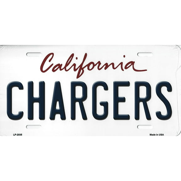 Chargers California State Background Novelty Metal License Plate Tag (Chargers)