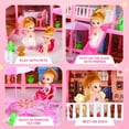 thumbnail image 3 of JoyStone Doll House for Girls, 5-Story 19 Rooms Huge Dollhouse Playset with LED Lights, 2 Dolls, Furnitures, Accessories, DIY Pretend Play House Toys Gifts for Kids, Pink, 3 of 10