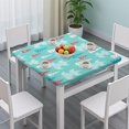thumbnail image 3 of Turquoise Christmas Tree Pattern Square Fitted Tablecloth with Elastic Edge,Square Table Cover,Washable Elastic Table Cover for Home Kitchen Party Decor 36"x36", 3 of 6