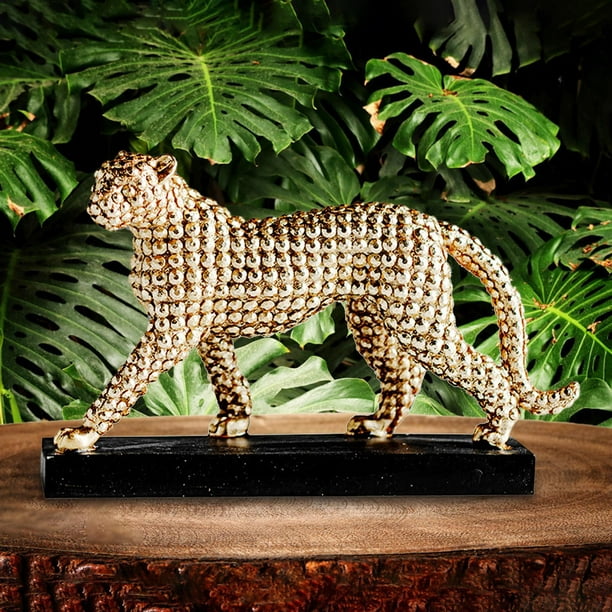 Leopard Statue Resin Exquisite Birthday Gift Unique Funny Animal Sculpture  for Shelf Living Room