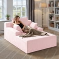 thumbnail image 2 of MOONMISS 68" Oversize Chaise Lounge Chair Indoor,Comfy Non-assembly Sofa Couches With 3 Pillows,Pink, 2 of 7