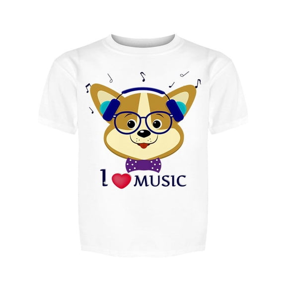 I Love Music Corgi Tee Girl's -Image by Shutterstock