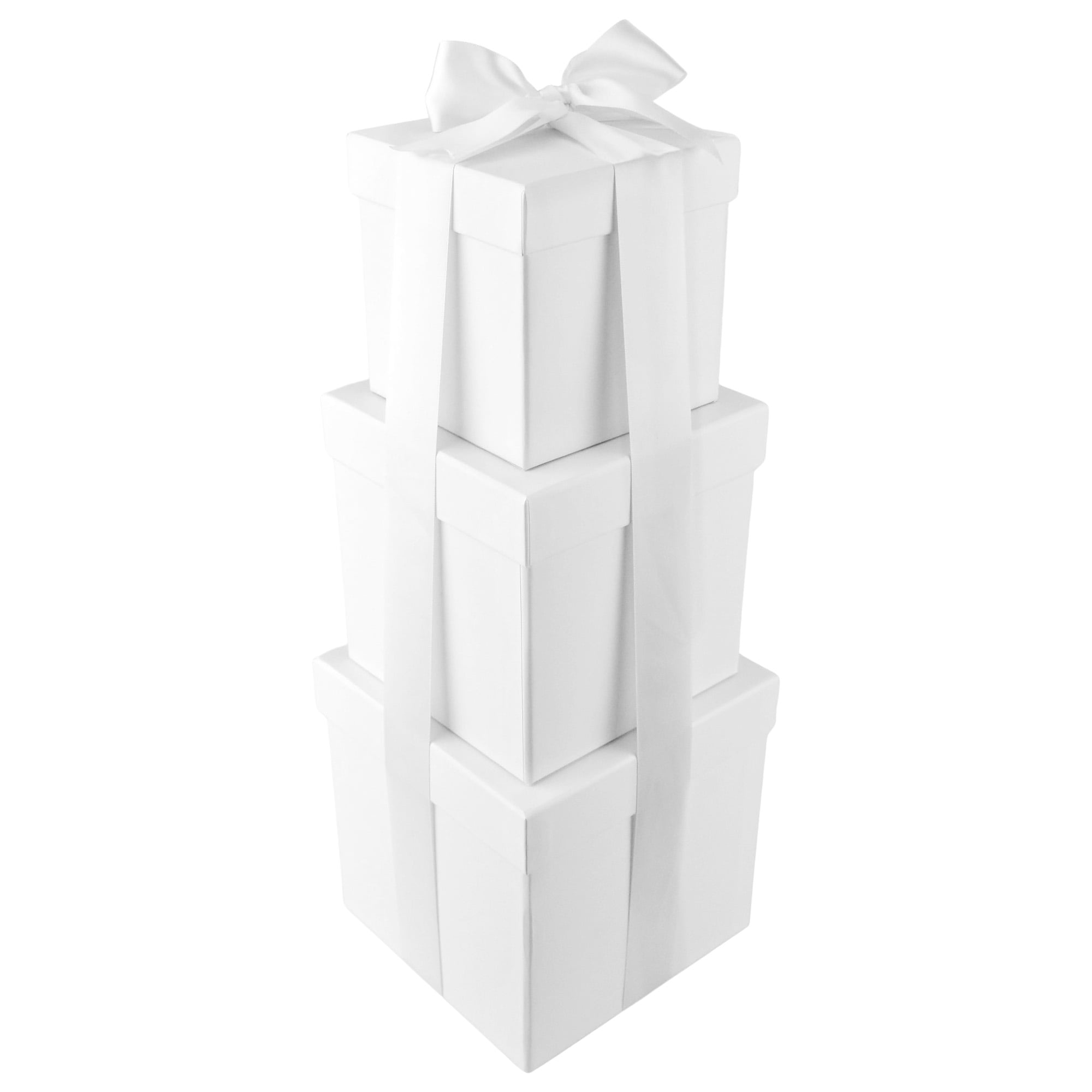 Homeford Nested Square Gift Boxes, White, 5inch, 6inch, 7inch, 3